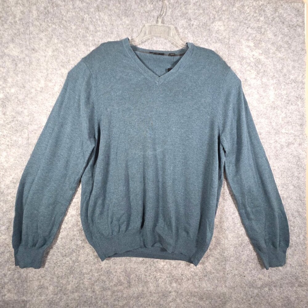 DKNY NWT Women's Sweater Long Sleeve V-Neck Pullover Blue Size XXL Classic